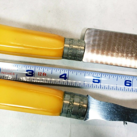 Vintage Richardson Sheffield Carving Set Butterscotch Bakelite Stainless Knife - Picture 6 of 10